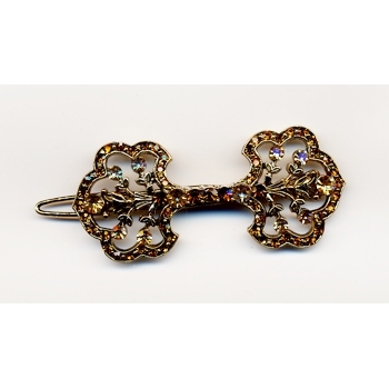 Austrian Crystal Barrette - Gold Bow