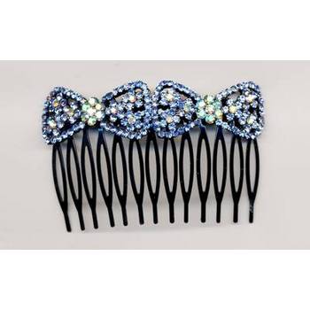 Austrian Crystal - Bow Comb - Blue