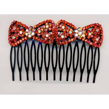 Austrian Crystal - Bow Comb - Red