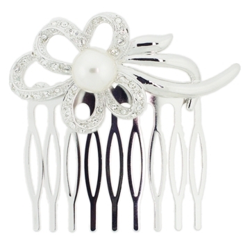 Karen Marie - Bridal Collection - Pearl & Ribbon Bow Comb