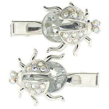 Karen Marie - Crystal Lady Bug Clip - White (1)