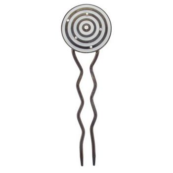 Fred & Lola - Bullseye Enamel Hairstick (1) White & Brown