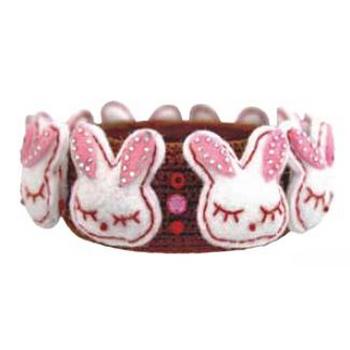 Tarina Tarantino - Kyoto Carnival - Bunny Carousel - Swarovski Crystal and Crochet Bunny Bangle - Pink and Brown