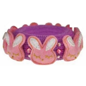 Tarina Tarantino - Kyoto Carnival - Bunny Carousel - Swarovski Crystal and Crochet Bunny Bangle - Baby Pink and Violet