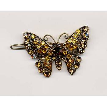 Austrian Crystal Barrette - Gold Butterfly