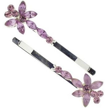 Karen Marie - Marquis Crystal Butterfly Bobby Pins - Lavender (Set of 2)
