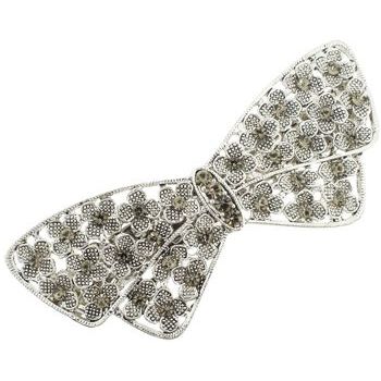 Karen Marie - Butterfly Bow Tie Barrette - Silver & Smoke (1)