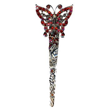 HB - Austrian Crystal Butterfly Pelican Clip - Red/Red AB (1)