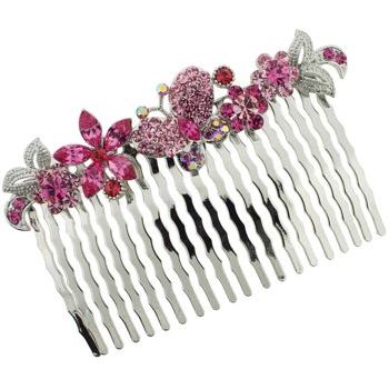 Karen Marie - Butterfly & Flower Crystal Garden Comb - Rose(1)