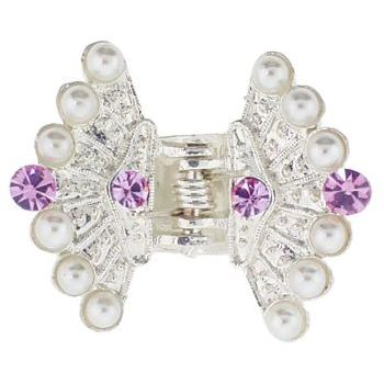 Karen Marie - Mini Crystal & Pearl Fan Claw Clip - Amethyst (1)