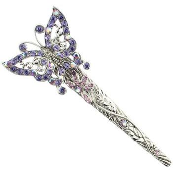 Karen Marie - Antique Butterfly & Crystal Jaw - Lavender (1)