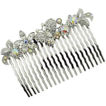 Karen Marie - Butterfly & Flower Crystal Garden Comb - White Diamond (1)