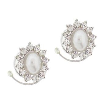 Karen Marie - Small Floating Crystal & Pearl Coils  - White (set of 2)