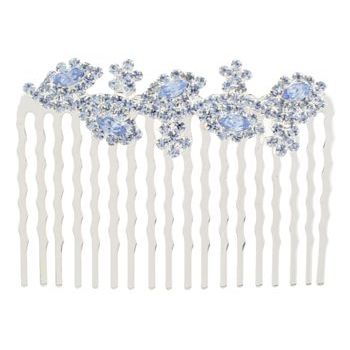 Karen Marie - Crystal Leaf Vine Comb - Blue (1)