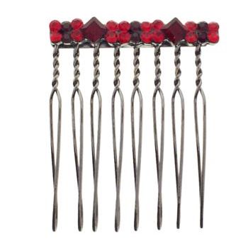 Karen Marie - Mini Diamond Crystal Comb - Ruby (1)