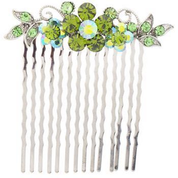 Karen Marie - Ornate Crystal Flower Comb - Peridot (1)