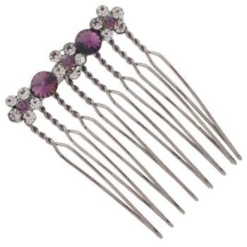 Karen Marie - Gem & Crystal Flower Petite Comb - Amethyst (1)