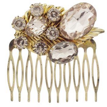 Karen Marie - Antique Colossal Crystal Cluster Comb - Light Topaz (1)