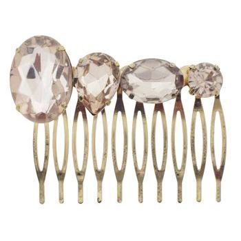 Karen Marie - Antique Colossal Graduated Crystal Comb - Light Topaz (1)
