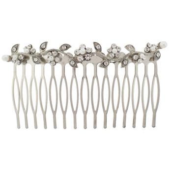 Karen Marie - Crystal & Pearl Daisy Vine Comb - White (1)