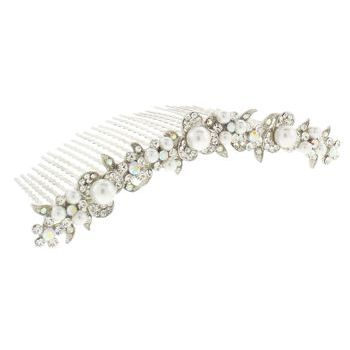 Karen Marie - Crystal & Pearl Vine Comb - White Diamond (1)