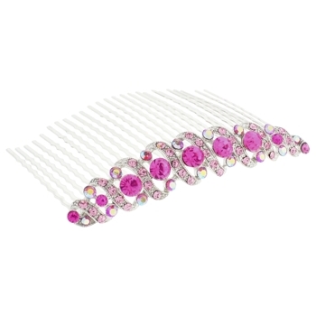 Karen Marie - Crystal Filigree Swirl Comb - Pink (1)