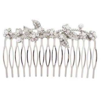Karen Marie - Infinity Pearl & Crystal Daisy Comb - White (1)