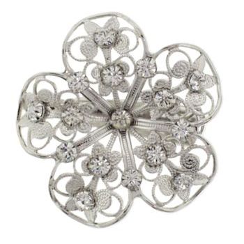Roberta Chiarella - Crystal Flower Clip - Silver