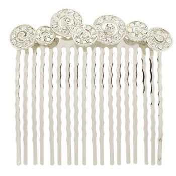 Medusa's Heirlooms - Swarovski Encrusted Swirls Comb - Silver/White