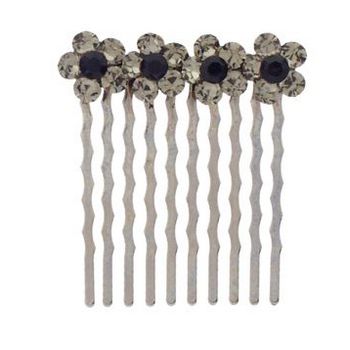Karen Marie - Crystal Flower Petite Comb - Smoke (1)