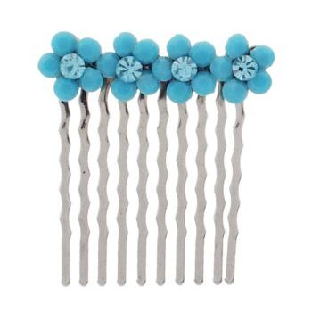 Karen Marie - Crystal Flower Petite Comb - Turquoise (1)