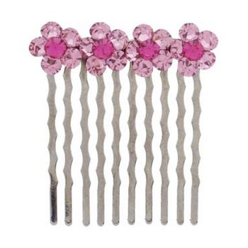 Karen Marie - Crystal Flower Petite Comb - Rose (1)
