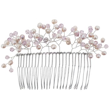Karen Marie - Swarovski Crystal & Pearl Beaded Wire Comb - Amethyst/Silver