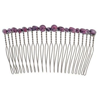 Colette Malouf - Pearl & Crystal Wire Hair Comb - Medium - Eggplant (1)