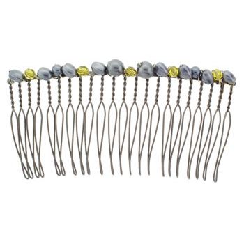 Colette Malouf - Pearl & Crystal Wire Hair Comb - Medium - Steel (1)