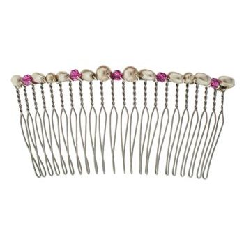 Colette Malouf - Pearl & Crystal Wire Hair Comb - Medium - Taupe (1)