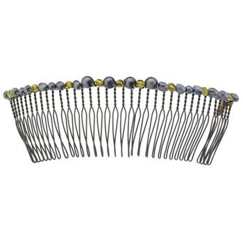 Colette Malouf - Pearl & Crystal Wire Hair Comb - Large - Steel (1)