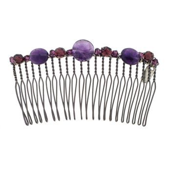 Colette Malouf - Semiprecious Stone Wire Hair Comb - Medium - Eggplant (1)
