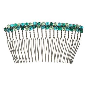 Colette Malouf - Crystal Pomegranite Wire Hair Comb - Medium - Bottle Green (1)