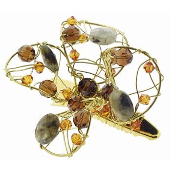 Colette Malouf - Flower Beak Clip - Semi-Precious Stones - Mustard (1)