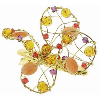 Colette Malouf - Flower Beak Clip - Semi-Precious Stones - Pumpkin (1)