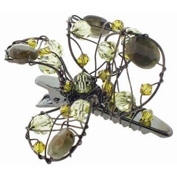 Colette Malouf - Flower Beak Clip - Semi-Precious Stones - Bark (1)