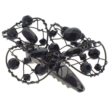 Colette Malouf - Flower Beak Clip - Semi-Precious Stones - Black (1)