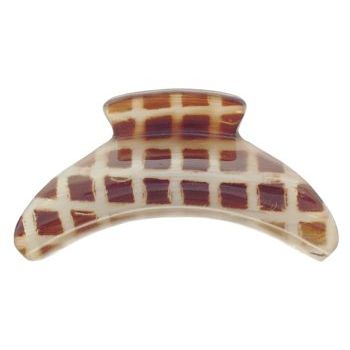 Camila - Large Claw - White w/Brown Squares Design