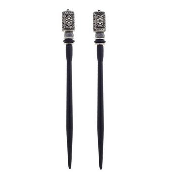 Mei Fa - Hairstyx - Caddy Silver - Short Hairsticks - (Set of 2)