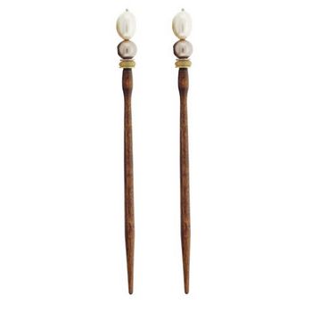 Mei Fa - Hairstyx - Cafe Pearl - Long Brown Hairsticks - (Set of 2)