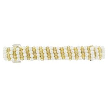 Camila - Barrette - Beaded Pearl & Topaz