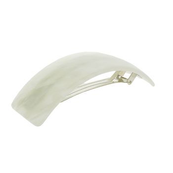 Camila - Large Rectangular Volume Barrette - White Marble