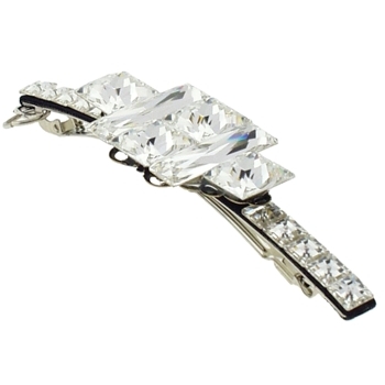 Cara - Art Deco Crystal Barrette - White Diamond Hue (1)