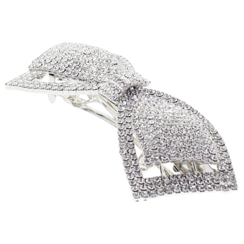 Cara - Large Crystal Bow Barrette - Crystal (1)